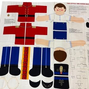 Cut and Sew Fabric Panel Vintage Christmas The Little Drummer Boy Uncut